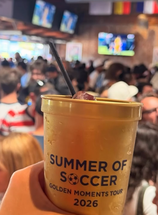 Cocktail in a brown plastic cup